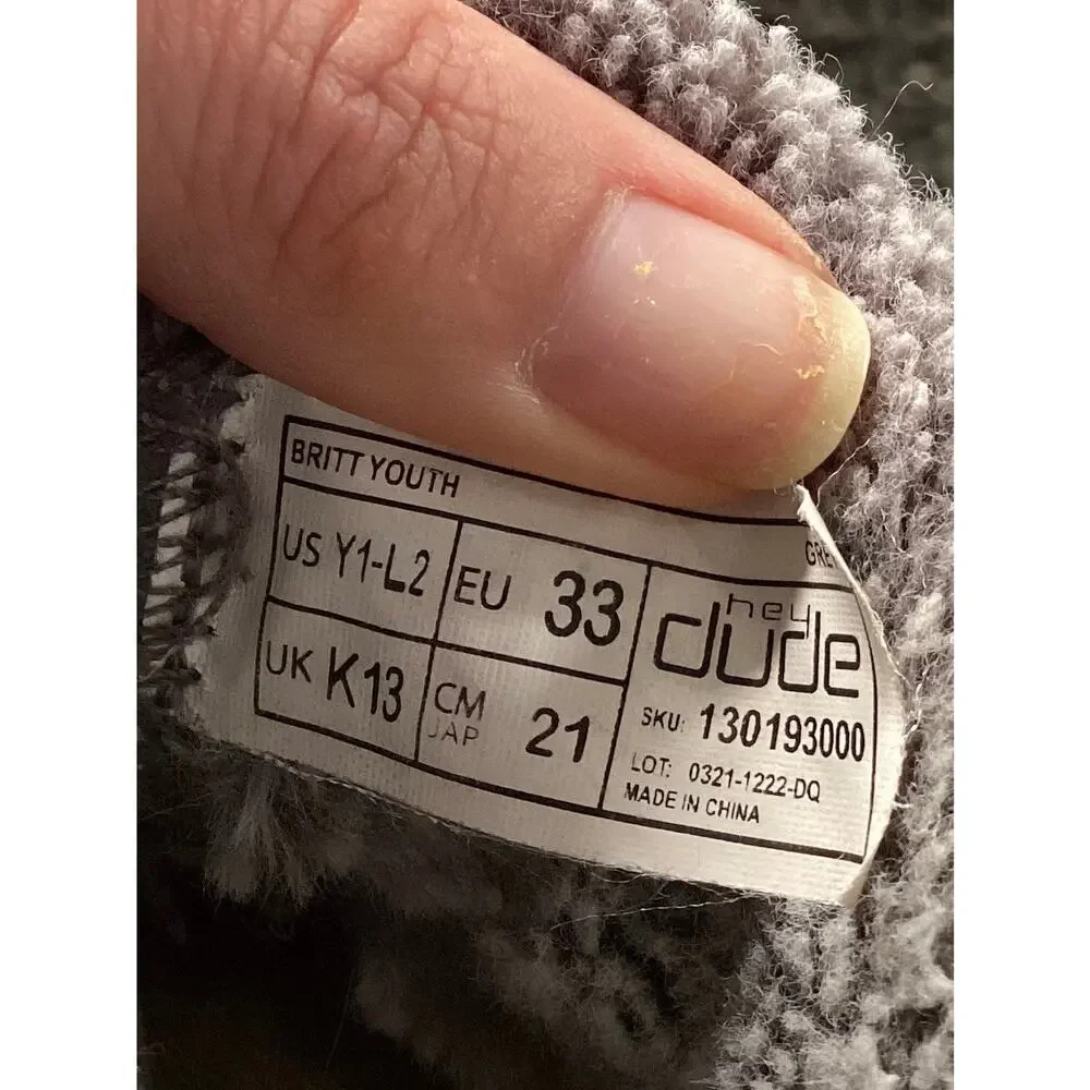Hey Dude Girls Faux Fur Britt Bootie shoe Gray Size Y1-L2‎